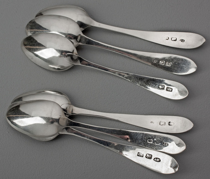 Irish Celtic Point Bright Cut Star Silver Teaspoons (Set of 6) - Dublin Star Cut Silver